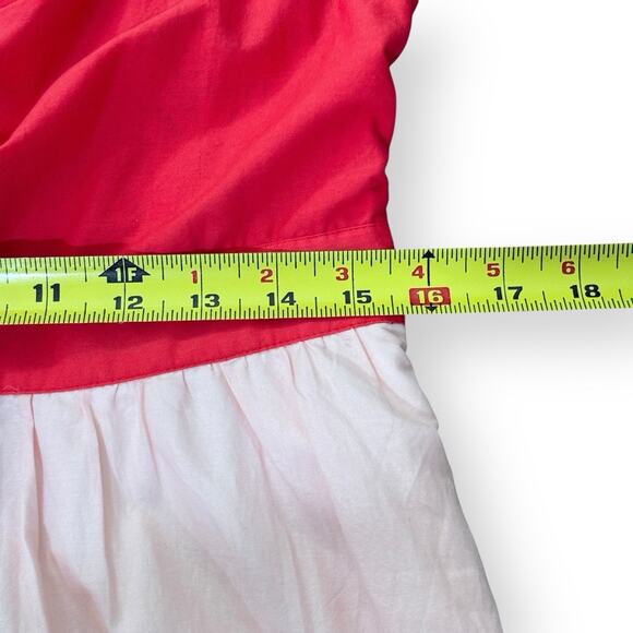 J. Crew Colorblock Tie Front Cut Out Tiered Maxi Dress Womens 10 Red Pink Blue - Picture 14 of 15